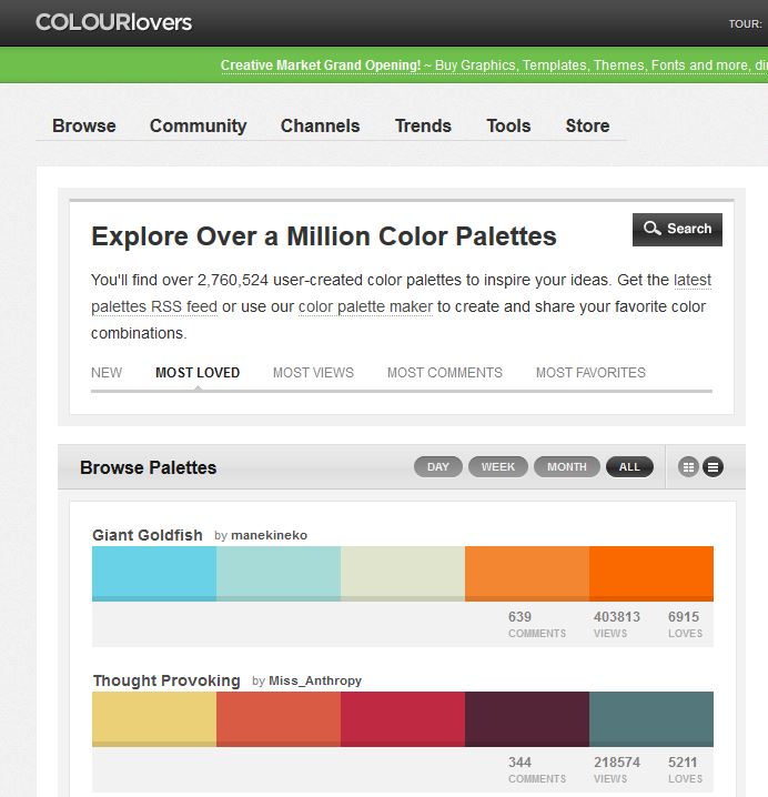 Use Colour Lovers for creative inspiration